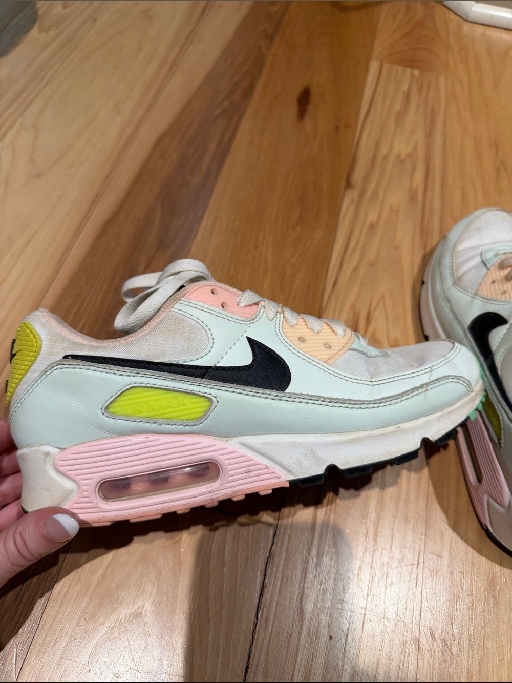 Nike pastel multicolor Air Max sneaker with black Swoosh